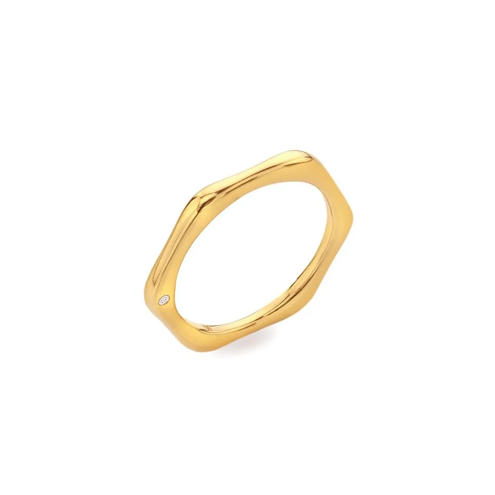 Hot Diamonds x Jac Jossa Fluid Gold Plated Sterling Silver Ring D