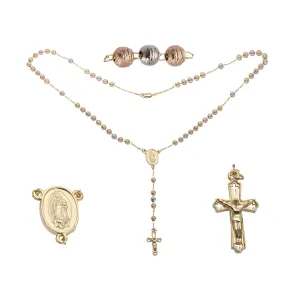 Italian Virgin of Guadalupe and the Cross 14K Gold three tone Rosary Necklace