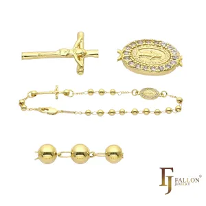 Italian Virgin of Guadalupe Catholic 14K Gold Rosary Necklace