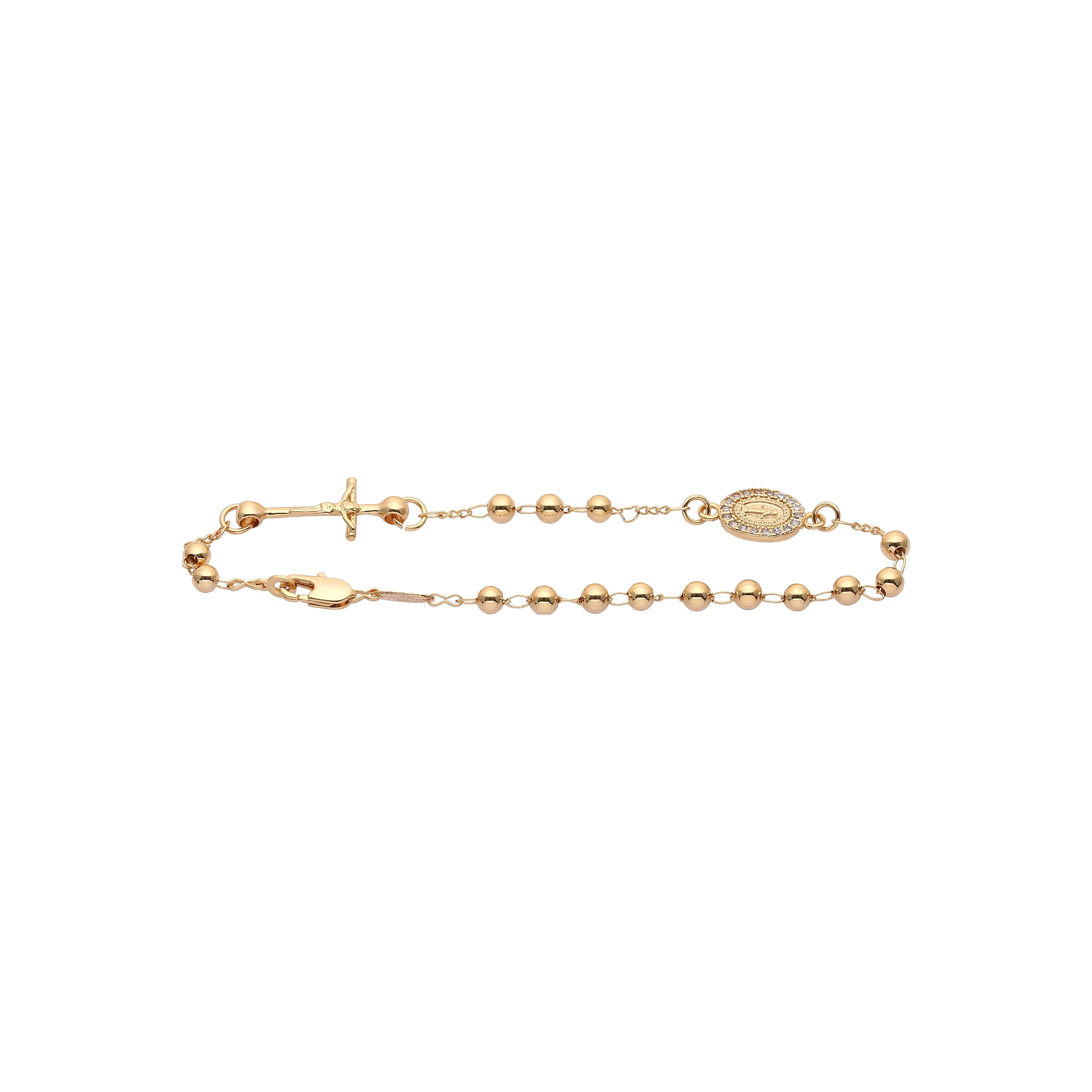 Italian Virgin of Guadalupe Catholic 14K Gold Rosary Necklace