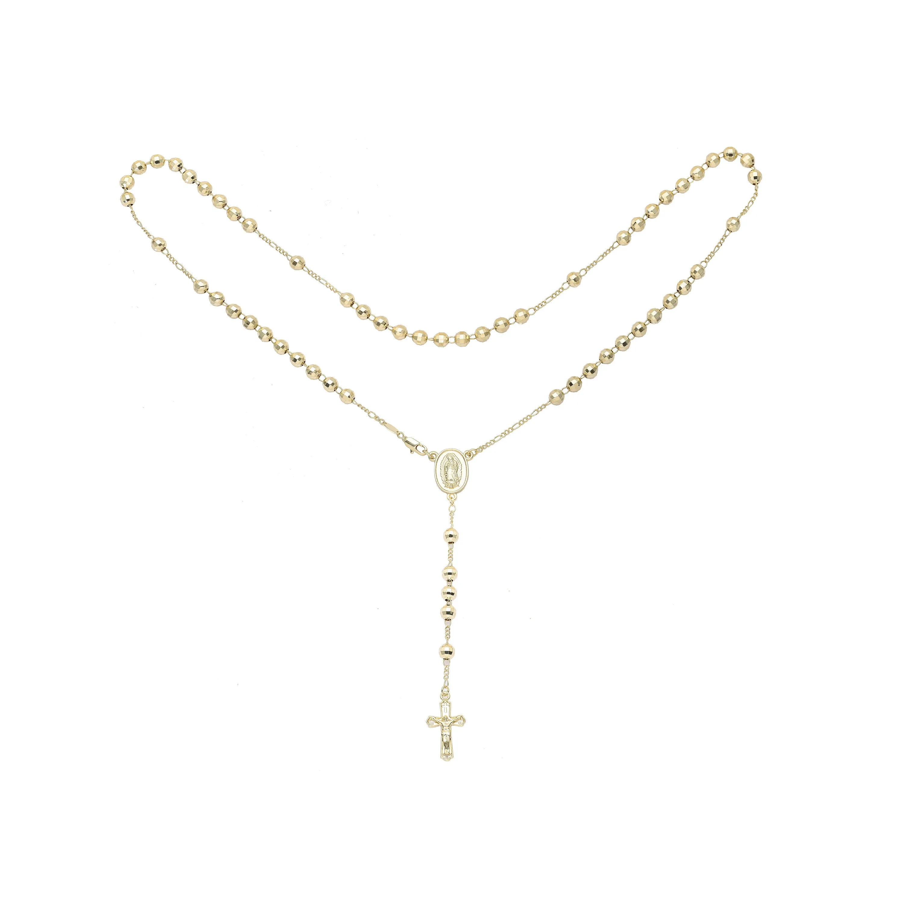 Italian Virgin of Guadalupe Catholic beads 14K Gold, 14K Gold two tone Rosary Necklace