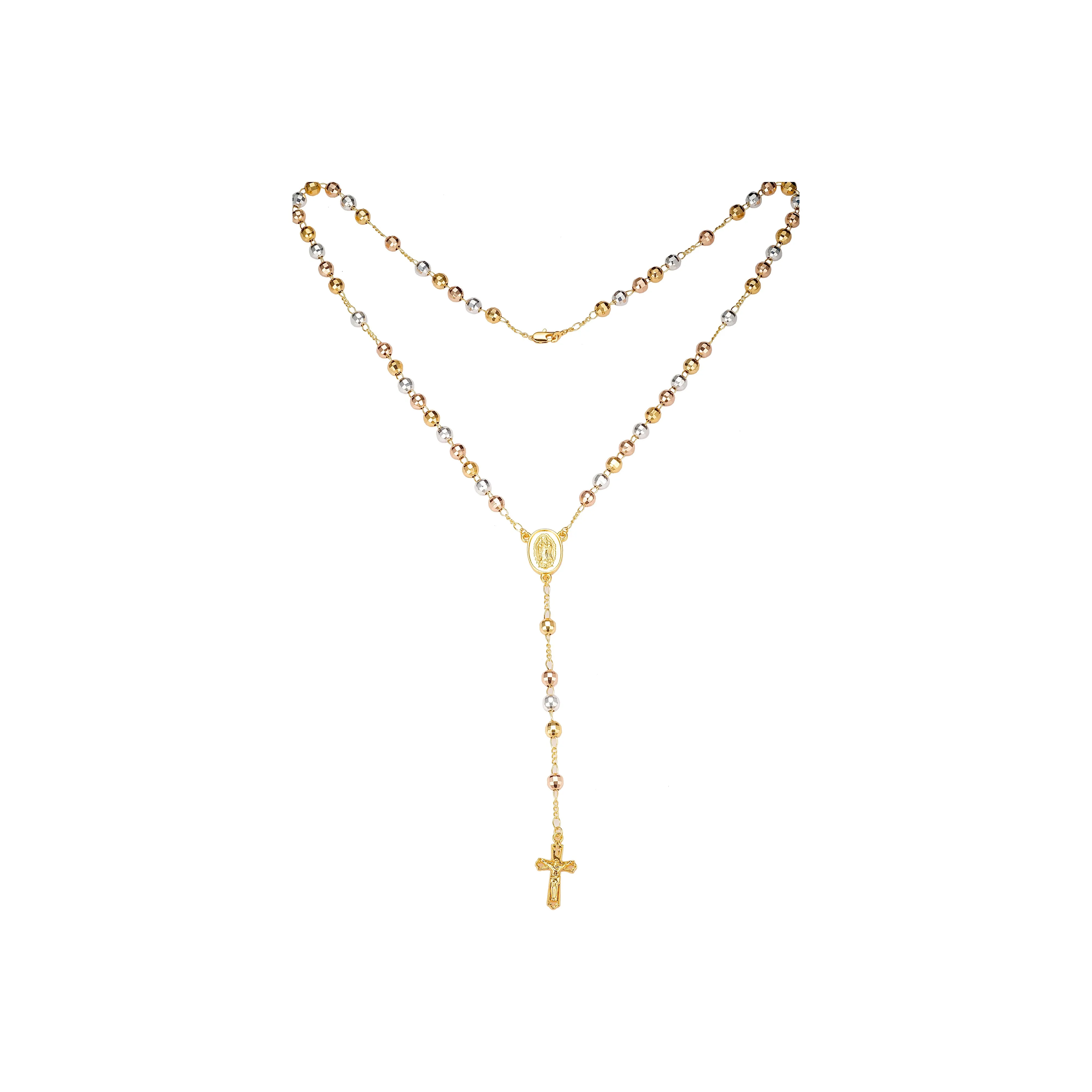 Italian Virgin of Guadalupe Catholic beads 14K Gold, 14K Gold two tone Rosary Necklace
