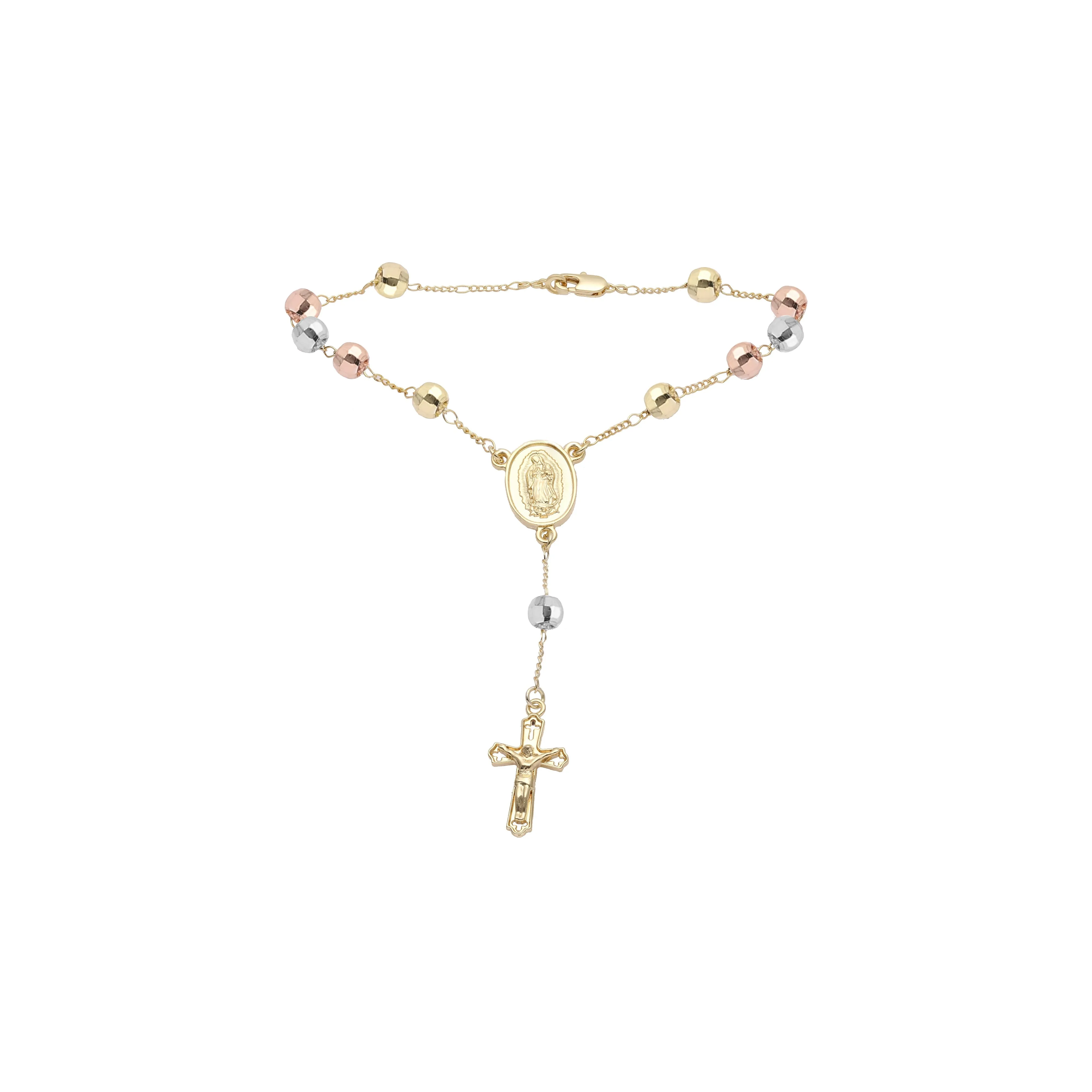 Italian Virgin of Guadalupe Catholic beads 14K Gold, 14K Gold two tone Rosary Necklace