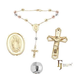 Italian Virgin of Guadalupe Catholic beads 14K Gold, 14K Gold two tone Rosary Necklace
