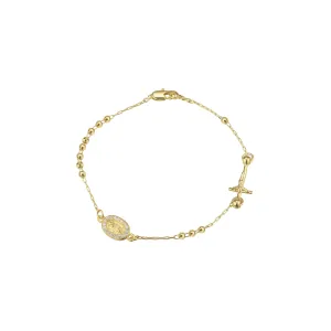 Italian Virgin of Guadalupe Catholic Rosary Bracelets Necklace plated in White Gold, 14K Gold