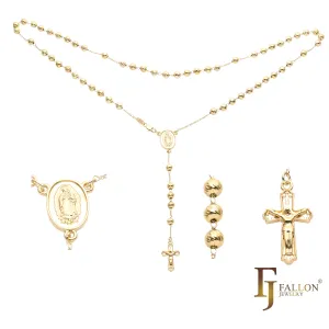 Italian Virgin of Guadalupe Catholic Rosary Necklace plated in 14K Gold, 14K Gold two tone