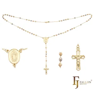 Italian Virgin of Guadalupe Catholic Rosary Necklace plated in 14K Gold two tone