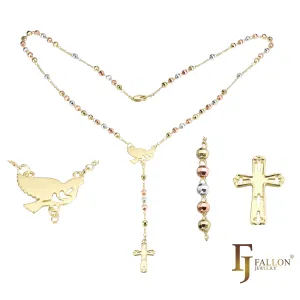 Italian Virgin of Guadalupe Catholic Rosary Necklace plated in 14K Gold two tone
