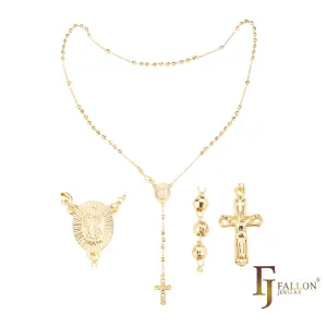 Italian Virgin of Guadalupe Catholic Rosary Necklace plated in 14K Gold