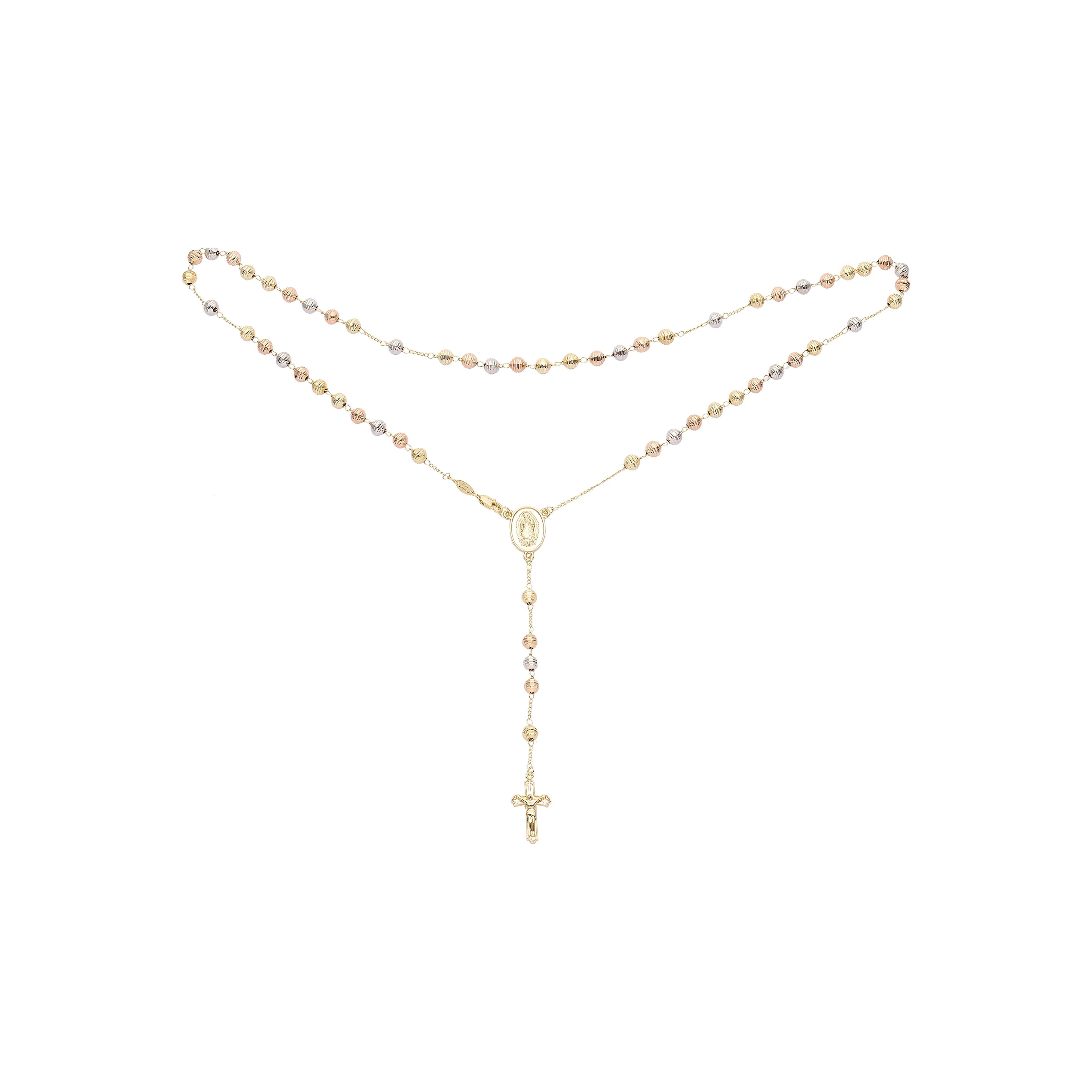 Italian Virgin of Guadalupe Catholic Rosary Necklace plated in 14K Gold