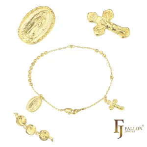 Italian Virgin of Guadalupe Catholic Rosary Necklace plated in 14K Gold