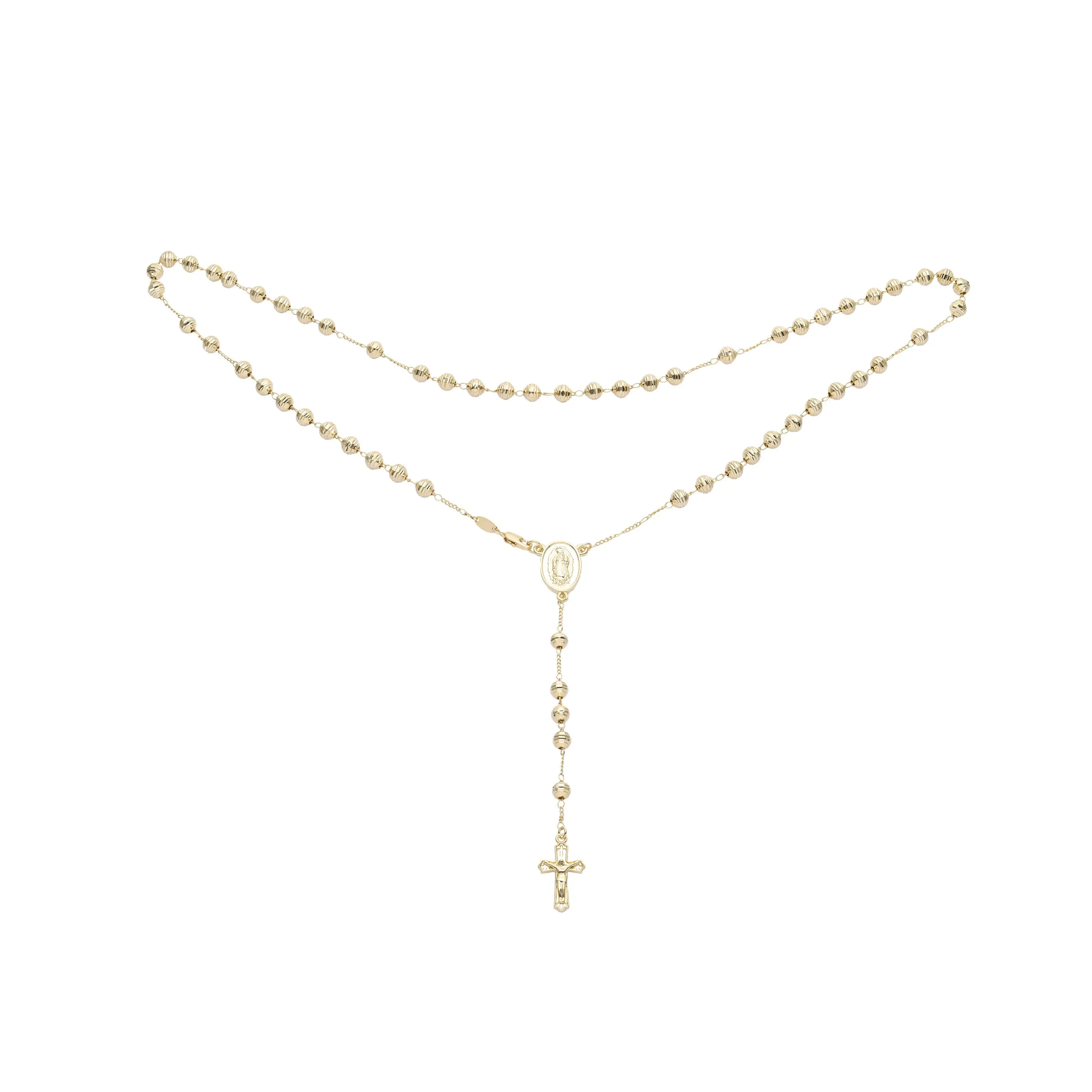 Italian Virgin of Guadalupe Catholic Rosary Necklace plated in 14K Gold