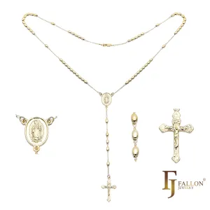 Italian Virgin of Guadalupe Catholic Rosary Necklace plated in 14K Gold