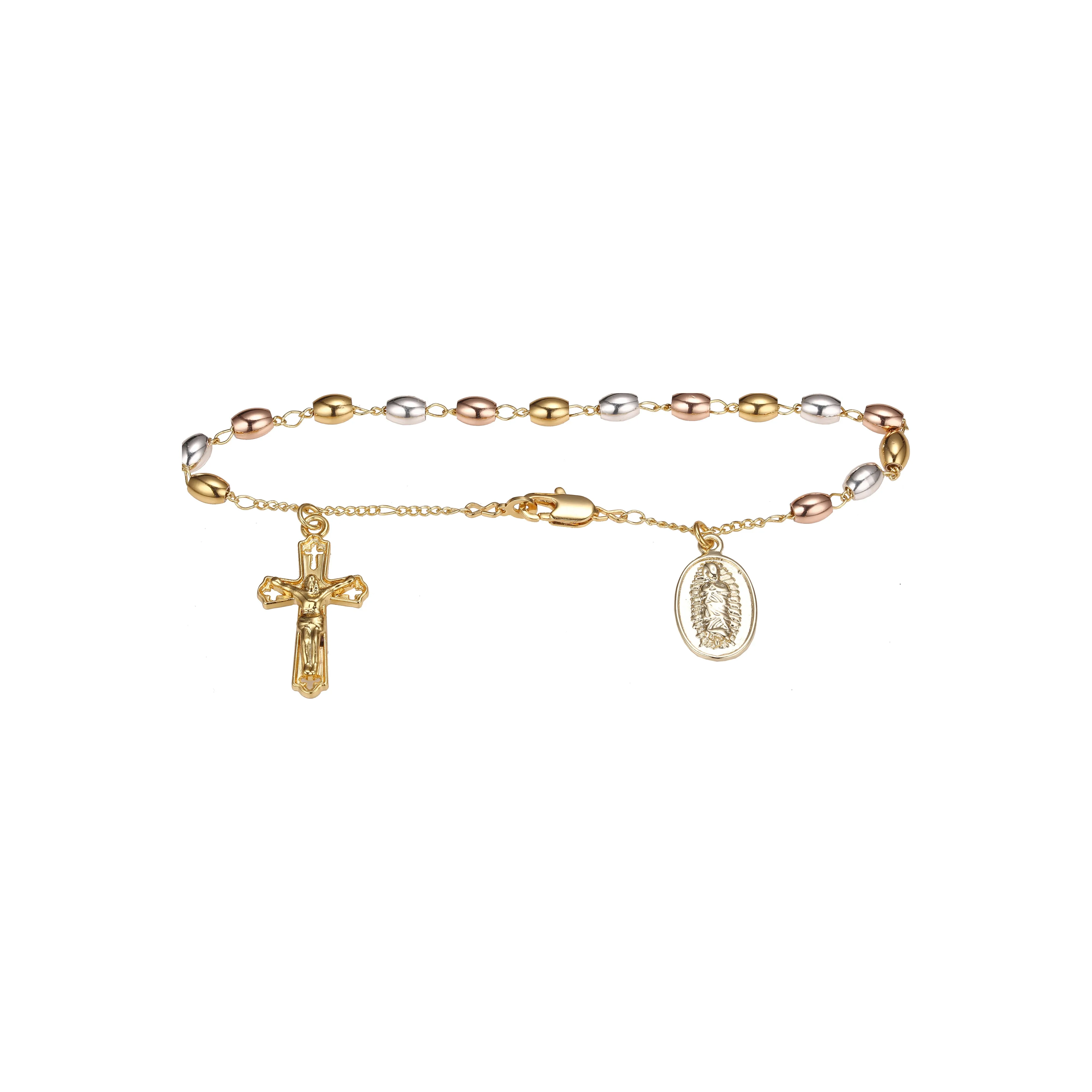 Italian Virgin of Guadalupe Catholic Rosary Necklace plated in 14K Gold