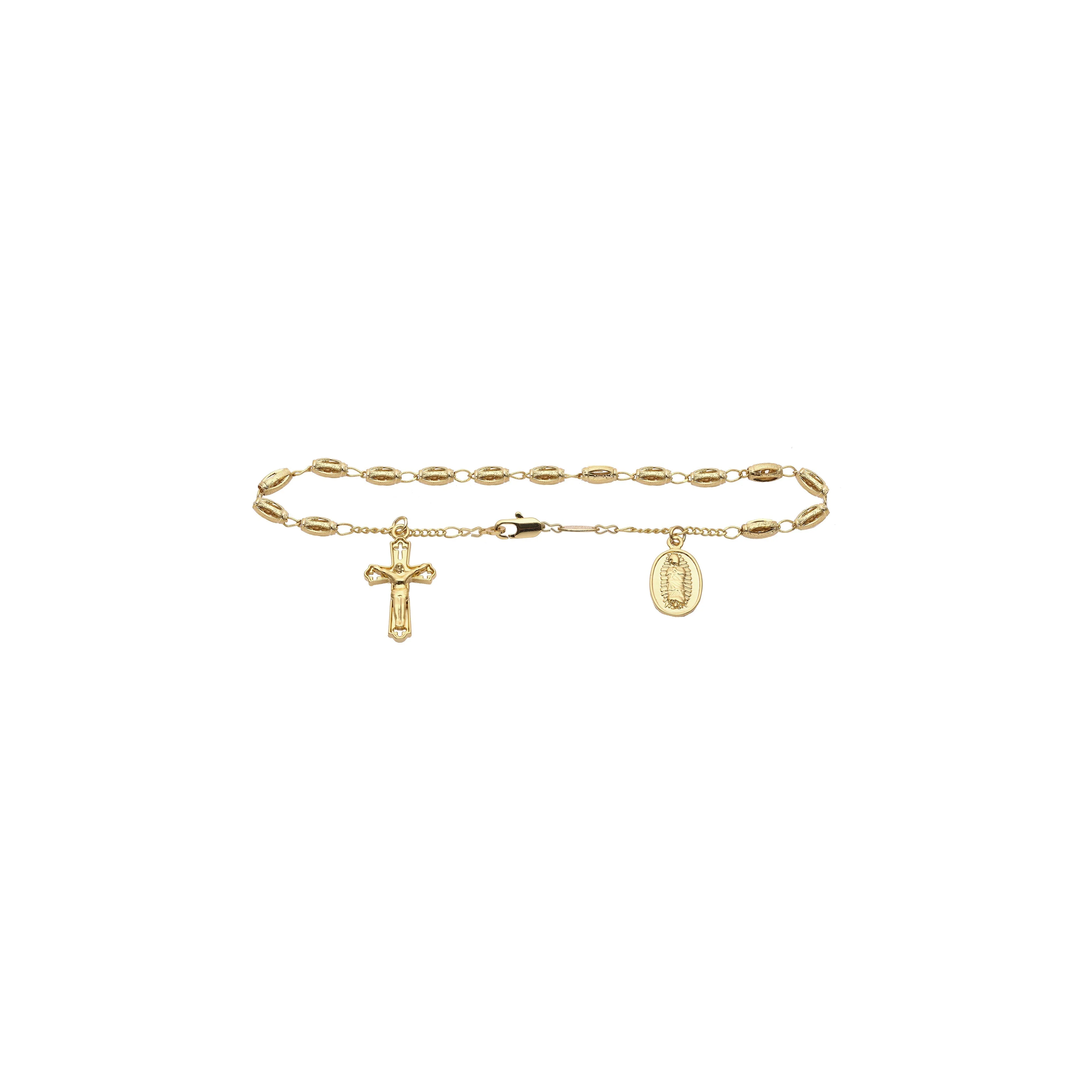 Italian Virgin of Guadalupe Catholic Rosary Necklace plated in 18K Gold, 14K Gold, 14K Gold two tone
