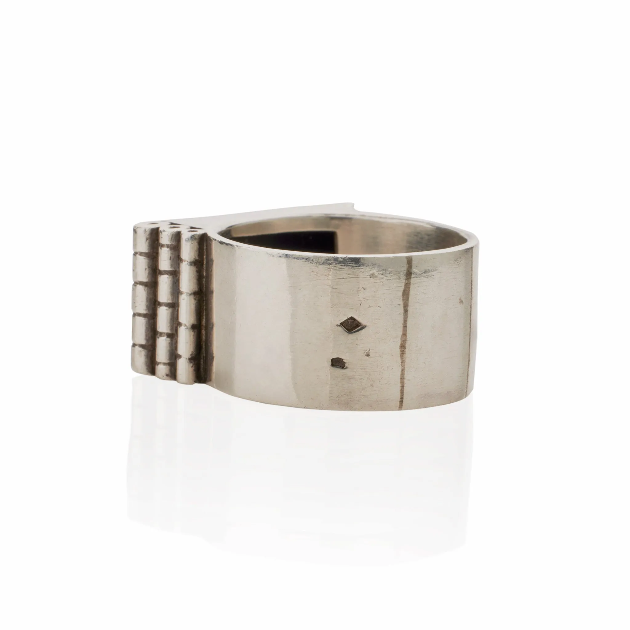 Jean Despr??s Modernist Silver and Onyx "Bijoux Moteurs" Ring
