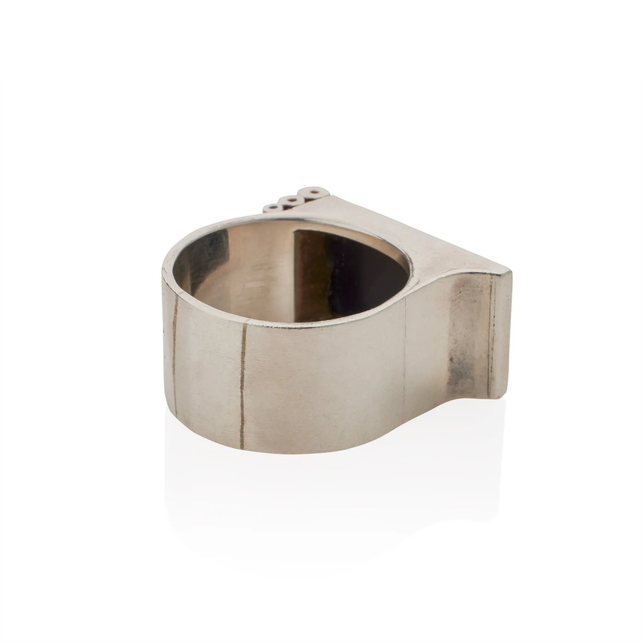 Jean Despr??s Modernist Silver and Onyx "Bijoux Moteurs" Ring