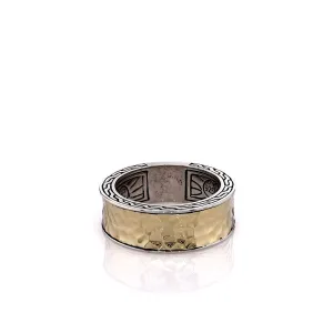 John Hardy Two-Tone Classic Chain Edge Hammered Center Ring