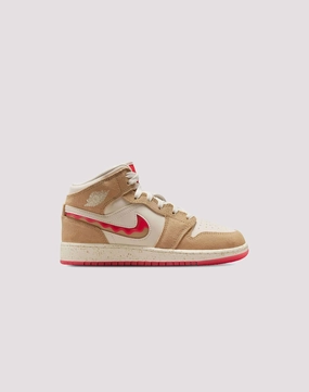Jordan Air Jordan 1 Mid Grade-School Leather - material fashion Lace - detailed fashion