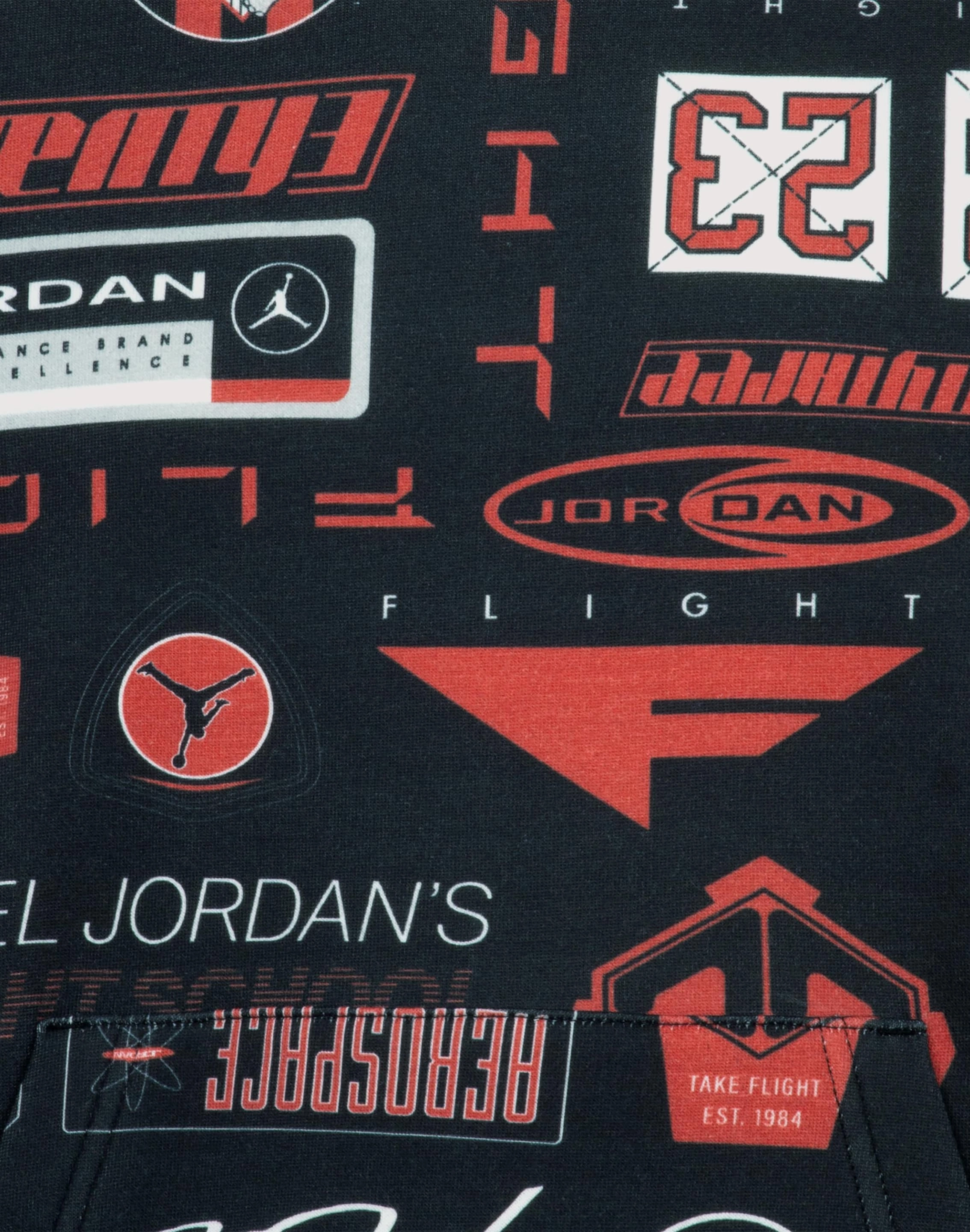 Jordan All Over Printed Fleece Black/Multi Big Boys' Pullover Everyday wear