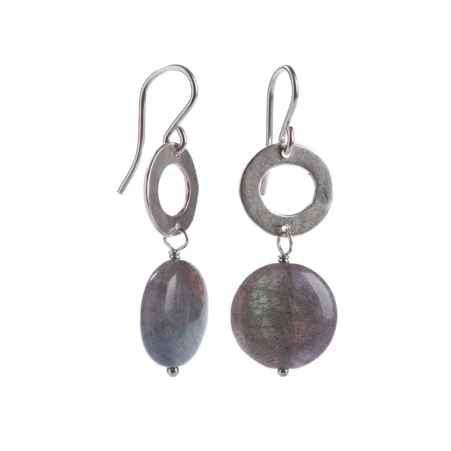 Labradorite & Oval Drop Earrings