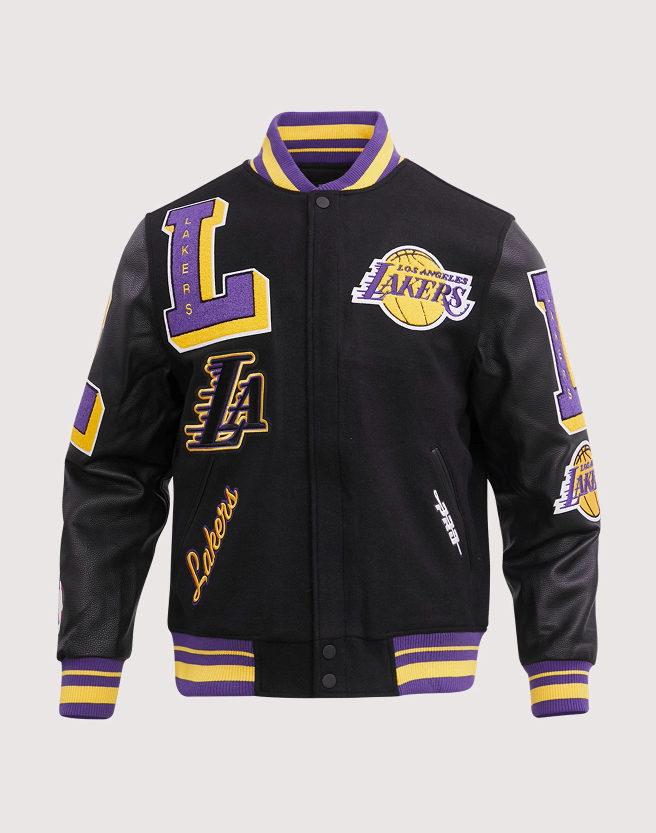 Lace - detailed fashion Pro Standard Los Angeles Lakers Mashup Rib Wool Varsity Jacket Everyday wear