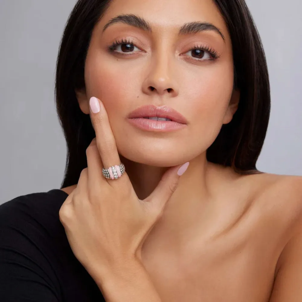 Lagos Pink Caviar Ceramic Caviar Diamond Ring