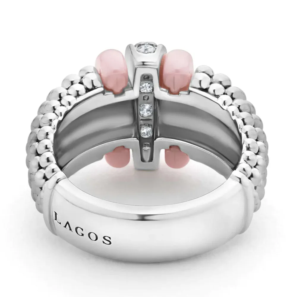 Lagos Pink Caviar Ceramic Caviar Diamond Ring
