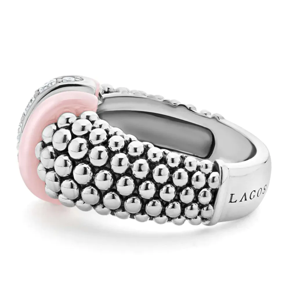 Lagos Pink Caviar Ceramic Caviar Diamond Ring