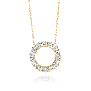 Large Diamond Circle Pendant Yellow Gold