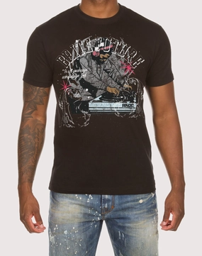 Leather - material fashion Akoo No Rivals Records Tee Clothing prices