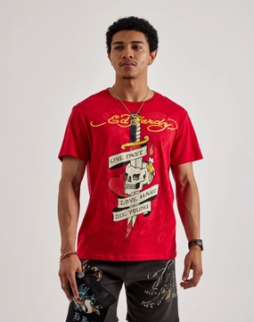 Leather - material fashion Ed Hardy Live Fast Tee Clothing prices