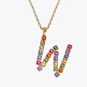 Letter Necklace W / Rainbow Combo