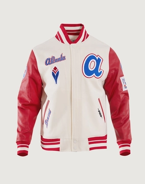 Linen - crafted fashion Pro Standard Atlanta Braves Retro Classic Wool Varsity Jacket Formal wear selections