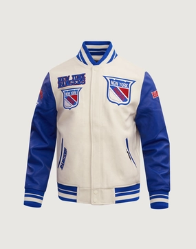 Linen - crafted fashion Pro Standard New York Rangers Retro Classic Rib Wool Varsity Jacket Sustainable fashion practices
