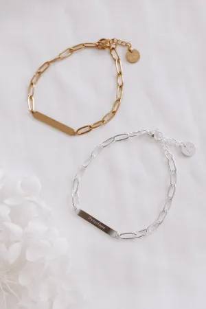 Lydia - Stainless Steel Engraved Bar Bracelet