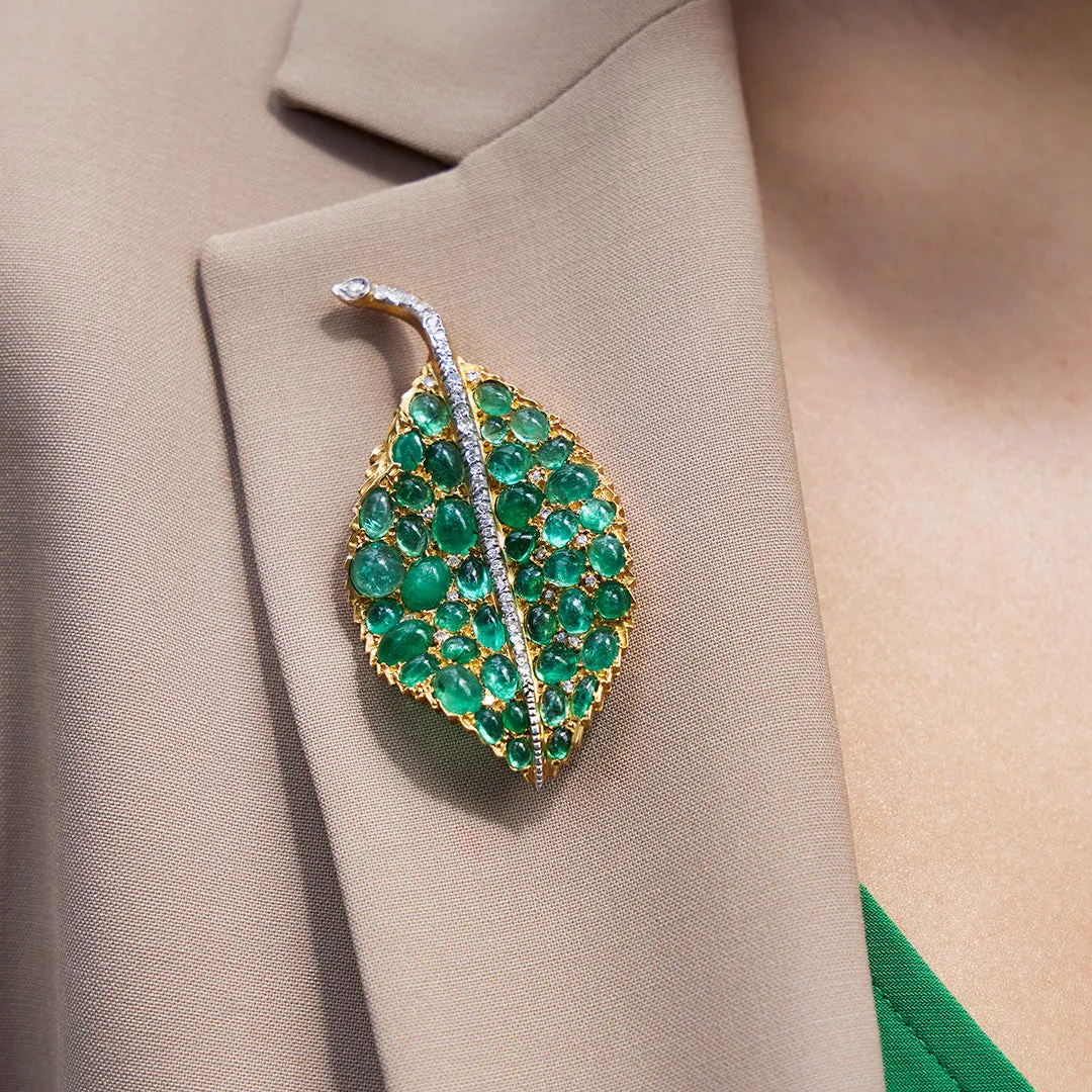 Mario Buccellati Emerald Leaf Brooch