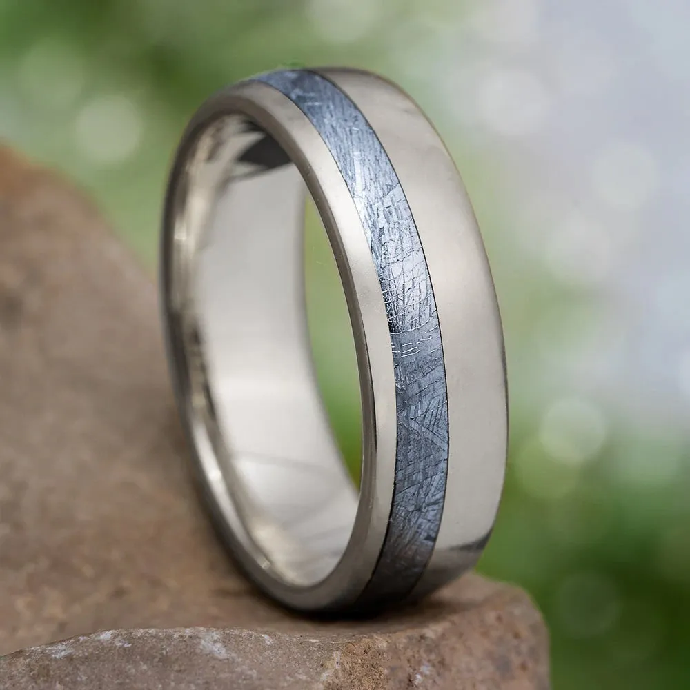 Matching Meteorite Wedding Bands With Moissanite