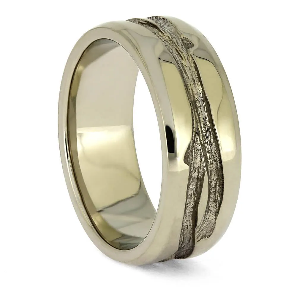 Matching Nature Wedding Ring Set with Branch Profiles