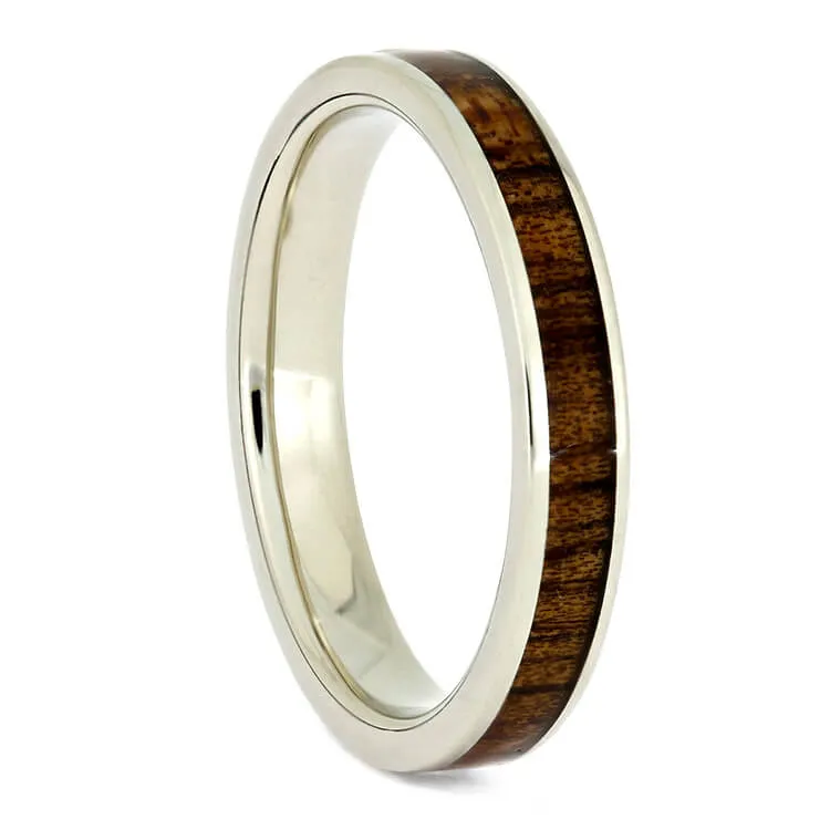 Matching White Gold & Koa Wood Ring Set
