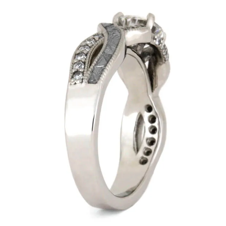 Meteorite Engagement Ring & Wedding Band Set
