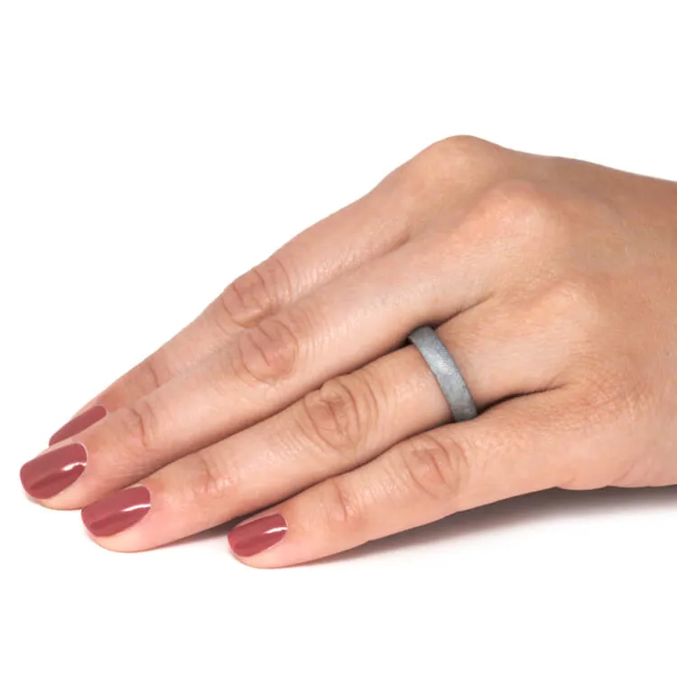 Meteorite Wedding Band Set, White Gold Matching Rings