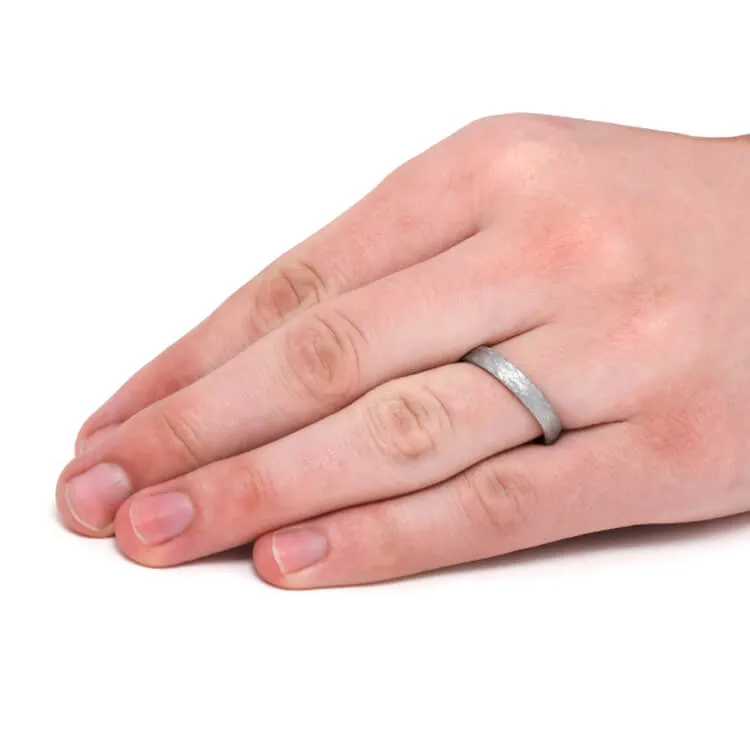 Meteorite Wedding Band Set, White Gold Matching Rings