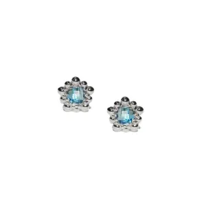 Micro Dew Drop Studs - Swiss Blue Topaz & Silver