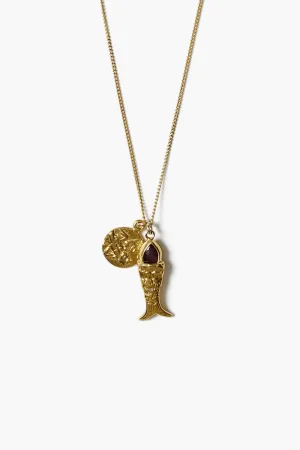 Mini Koi Necklace Garnet