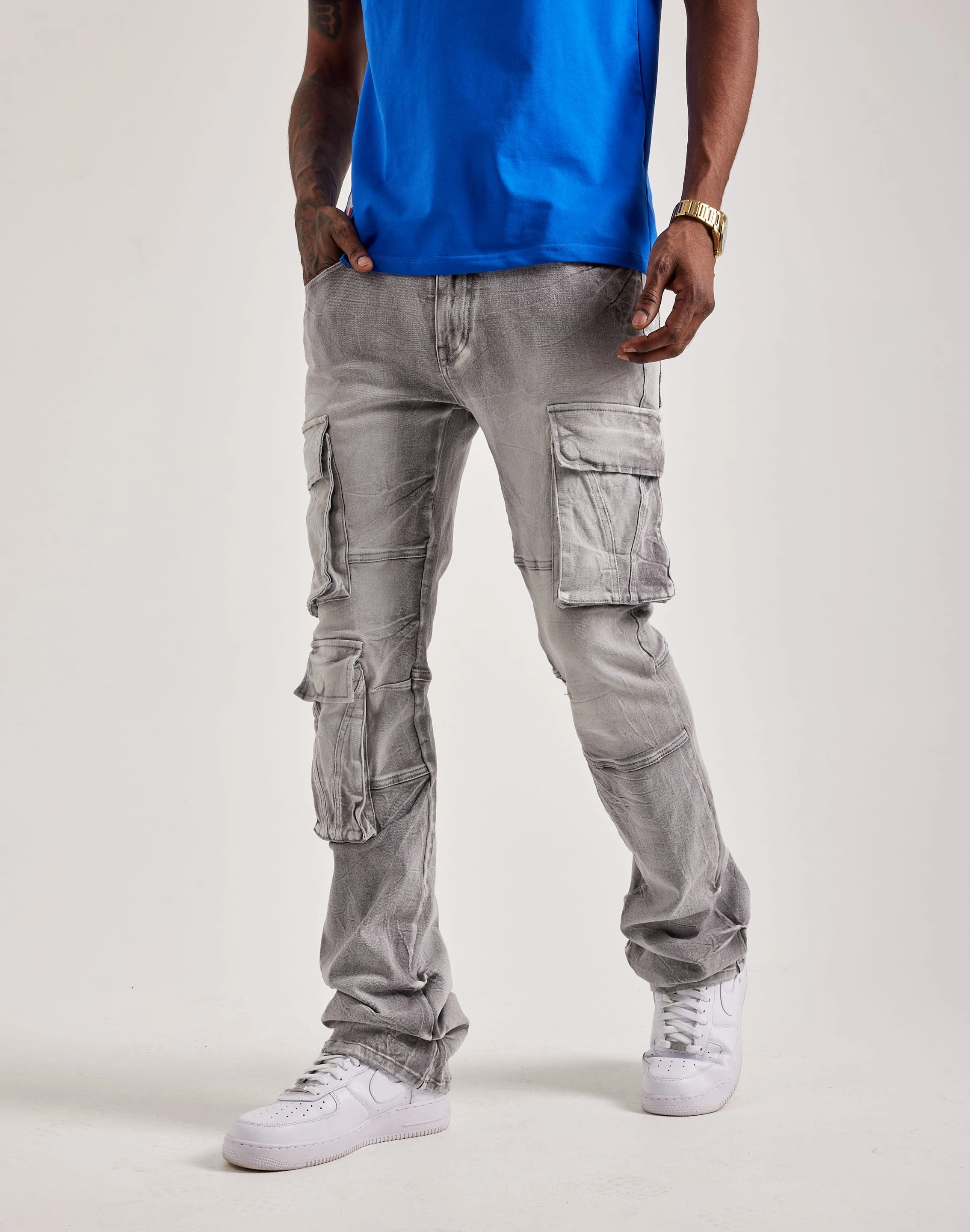 Minimalist fashion Smoke Rise Utility Pocket Cargo Jeans Smart fashion (wearables)