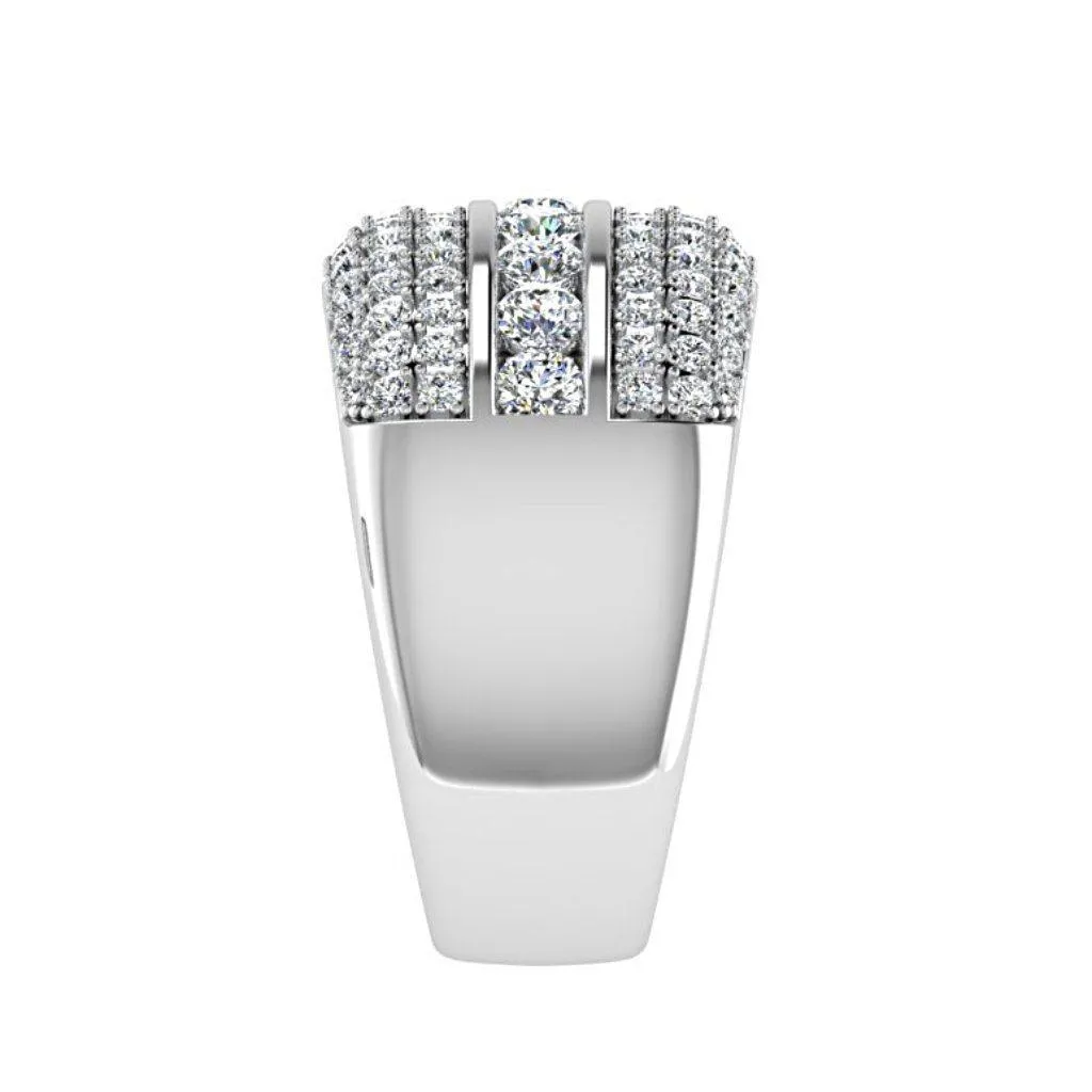 Multi Row Diamond Band Ring 18K Gold