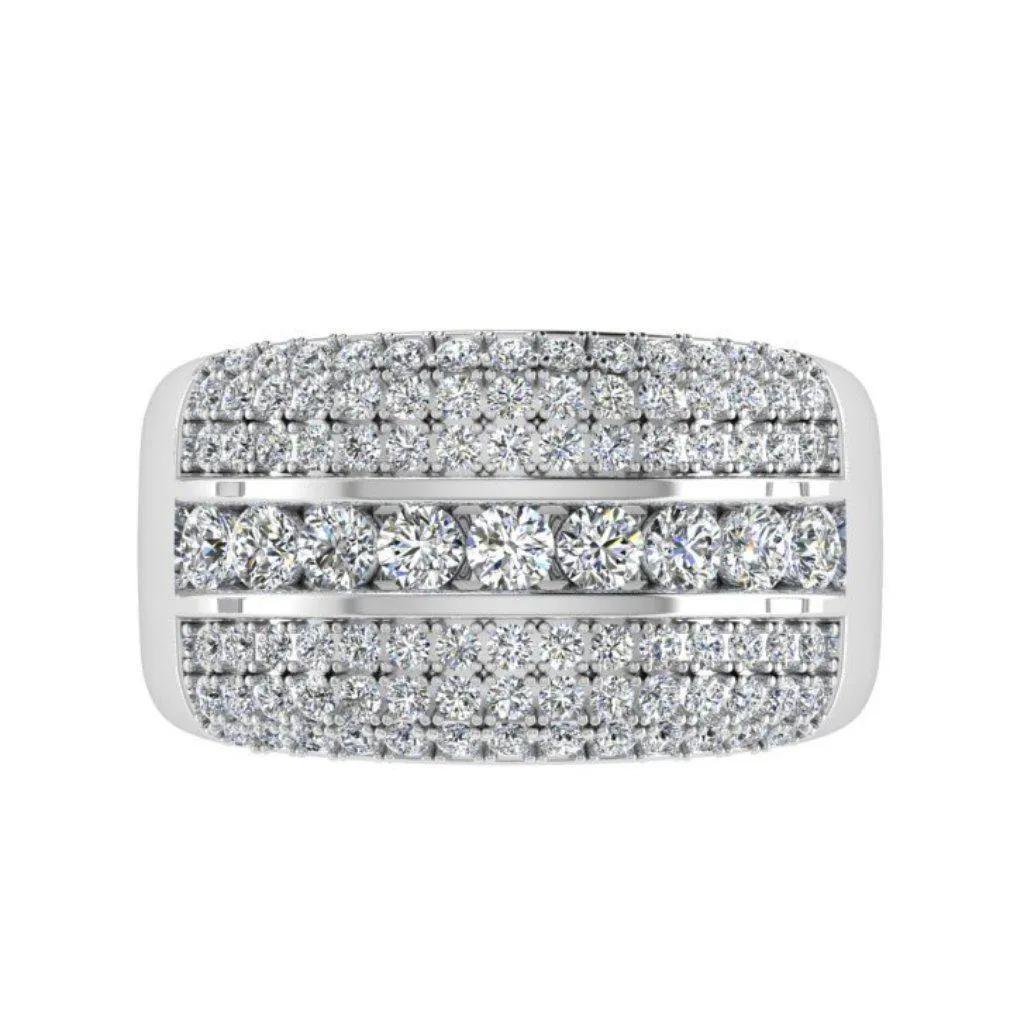 Multi Row Diamond Band Ring 18K Gold