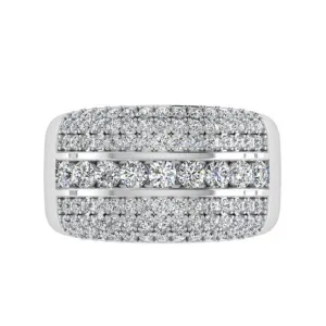 Multi Row Diamond Band Ring 18K Gold