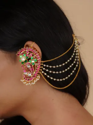 Multicolor Gold Plated Jadau Kundan Earrings - ME1160M